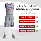 Custom Gray Royal-White Graffiti Pattern Sets Oblique Bar Basketball Jersey