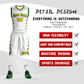Custom White Gold-Green Graffiti Pattern Sets Oblique Bar Basketball Jersey
