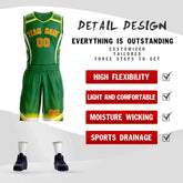 Custom Kelly Green Orange-Gold Graffiti Pattern Sets Points Element Basketball Jersey