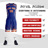 Custom Royal Orange-White Graffiti Pattern Sets Points Element Basketball Jersey