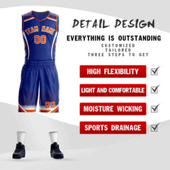 Custom Royal Orange-White Graffiti Pattern Sets Points Element Basketball Jersey
