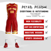 Custom Red Gold-White Graffiti Pattern Sets Points Element Basketball Jersey