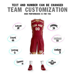 Custom Maroon Old Gold-White Graffiti Pattern Sets Points Element Basketball Jersey