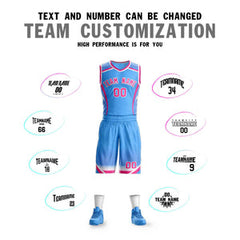 Custom Powder Blue Pink-White Graffiti Pattern Sets Points Element Basketball Jersey