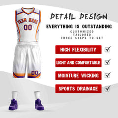 Custom White Orange-Purple Graffiti Pattern Sets Points Element Basketball Jersey