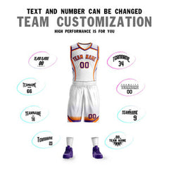 Custom White Orange-Purple Graffiti Pattern Sets Points Element Basketball Jersey