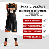 Custom Black White-Orange Graffiti Pattern Sets Angular Element Basketball Jersey