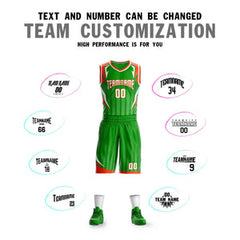 Custom Green White-Orange Graffiti Pattern Sets Angular Element Basketball Jersey