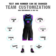 Custom Black Powder Blue Graffiti Pattern Sets Angular Element Basketball Jersey