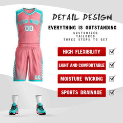 Custom Pink Aqua-White Graffiti Pattern Sets Bar Element Basketball Jersey