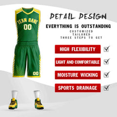 Custom Kelly Green Gold-White Graffiti Pattern Sets Bar Element Basketball Jersey