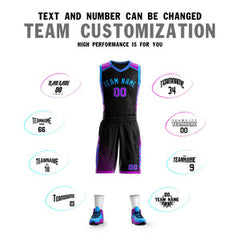 Custom Black Powder Blue Graffiti Pattern Sets Bar Element Basketball Jersey