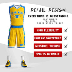 Custom Yellow Royal-White Graffiti Pattern Sets Lightning Basketball Jersey