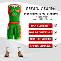 Custom Green Orange-White Graffiti Pattern Sets Lightning Basketball Jersey