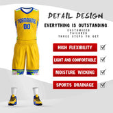Custom Gold Royal-White Graffiti Pattern Sets Basketball Jersey