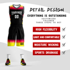 Custom Black White Gradient Fashion Sets Basketball Jersey