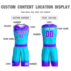 Custom Purple Blue Purple-White Gradient Fashion Sets Basketball Jersey