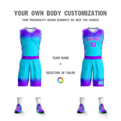 Custom Purple Blue Purple-White Gradient Fashion Sets Basketball Jersey