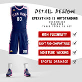 Custom Navy White Pink Classic Sets Mesh Basketball Jersey