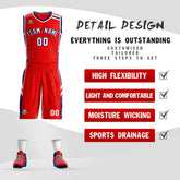 Custom Red White Navy Classic Sets Mesh Basketball Jersey