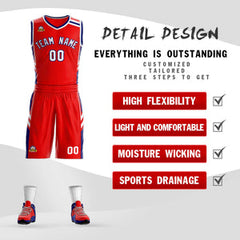 Custom Red White Navy Classic Sets Mesh Basketball Jersey