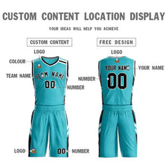 Custom Teal Black White Classic Sets Mesh Basketball Jersey