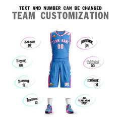 Custom Powder Blue White Pink Classic Sets Mesh Basketball Jersey