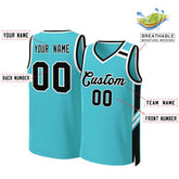 Custom Teal Black White Classic Tops Mesh Basketball Jersey