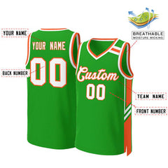 Custom Green Orange White Classic Tops Mesh Basketball Jersey