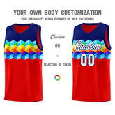 Custom Navy Red-White Personalized Colorful Basketball Jersey Sets