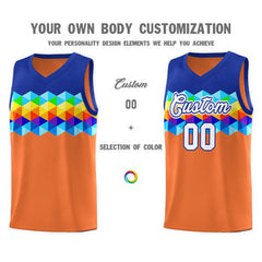 Custom Royal Orange-White Personalized Colorful Basketball Jersey Sets