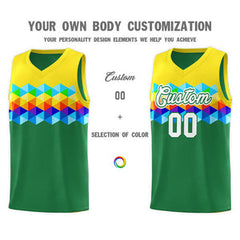 Custom Gold Kelly Green-White Personalized Colorful Basketball Jersey Sets