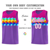 Custom Rose Pink Purple-White Personalized Colorful Basketball Jersey Sets