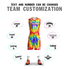 Custom Red White-Orange Graffiti Pattern Sets Mesh Basketball Jersey