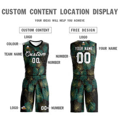 Custom Green White-Black Graffiti Pattern Sets Mesh Basketball Jersey