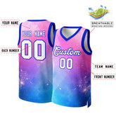 Custom Pink White-Royal Graffiti Pattern Tops Mesh Basketball Jersey
