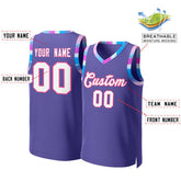 Custom Purple White-Pink Graffiti Pattern Tops Mesh Basketball Jersey
