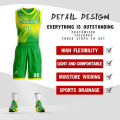 Custom Green White-Green Gradient Fashion Sets Slash Basketball Jersey