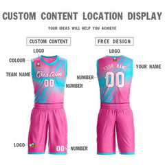 Custom Pink White-Pink Gradient Fashion Sets Slash Basketball Jersey