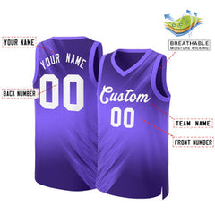 Custom Purple White Gradient Fashion Tops Slash Basketball Jersey