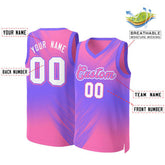 Custom Pink Pink-Purple Gradient Fashion Tops Slash Basketball Jersey