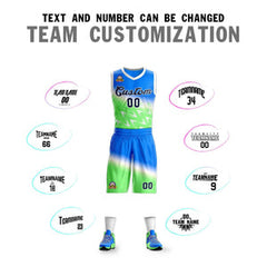 Custom Blue Green-Black Gradient Fashion Sets Slash Basketball Jersey