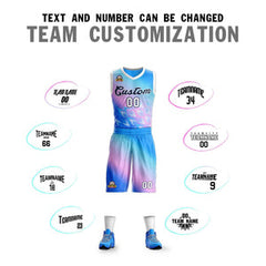 Custom Powder Blue Powder Blue-Black Gradient Fashion Sets Slash Basketball Jersey