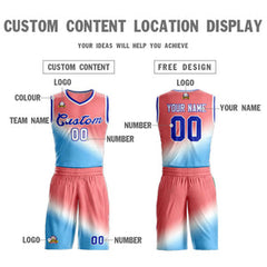 Custom Red Blue-Royal Gradient Fashion Sets Slash Basketball Jersey
