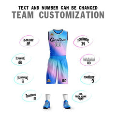Custom Powder Blue Purple-Navy Gradient Fashion Sets Slash Basketball Jersey