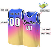 Custom Purple Yellow-Black Gradient Fashion Tops Slash Basketball Jersey