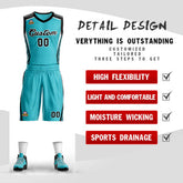 Custom Aqua Black-White Classic Sets Mesh Basketball Jersey