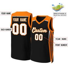 Custom Black White-Orange Classic Tops Mesh Basketball Jersey