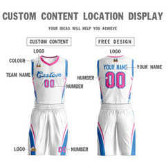 Custom White Blue Classic Sets Mesh Basketball Jersey