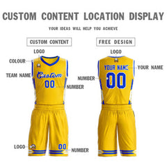 Custom Gold Blue Classic Sets Mesh Basketball Jersey